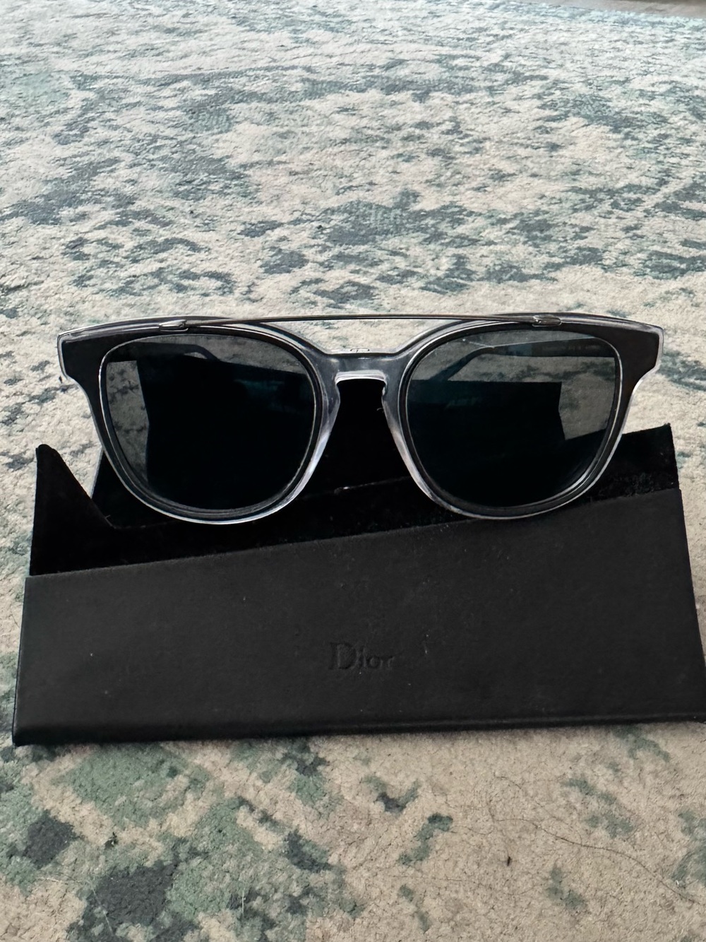 Dior Clear Frame Sunglasses with Black Lenses